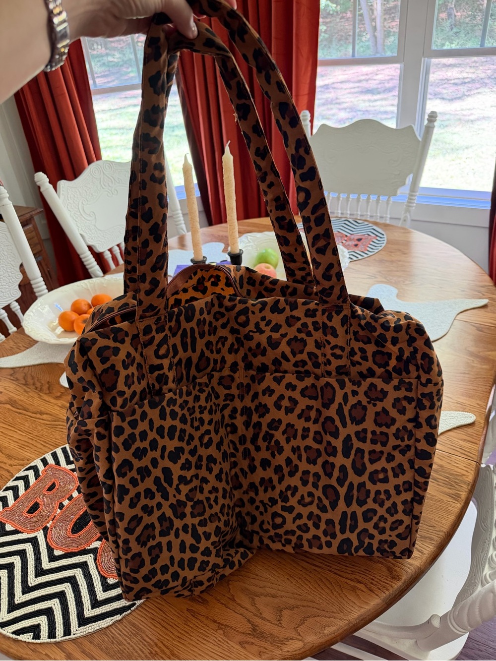 BAGGU Leopard Small Cloud Carryon - like new